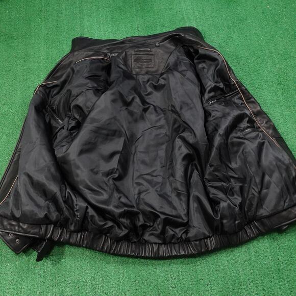 Roundtree & Yorke Leather Jacket Mens 2XT Black Lambskin Full Zip Bomber Tall - Picture 7 of 12